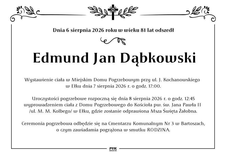 Edmund Jan Dąbkowski - nekrolog